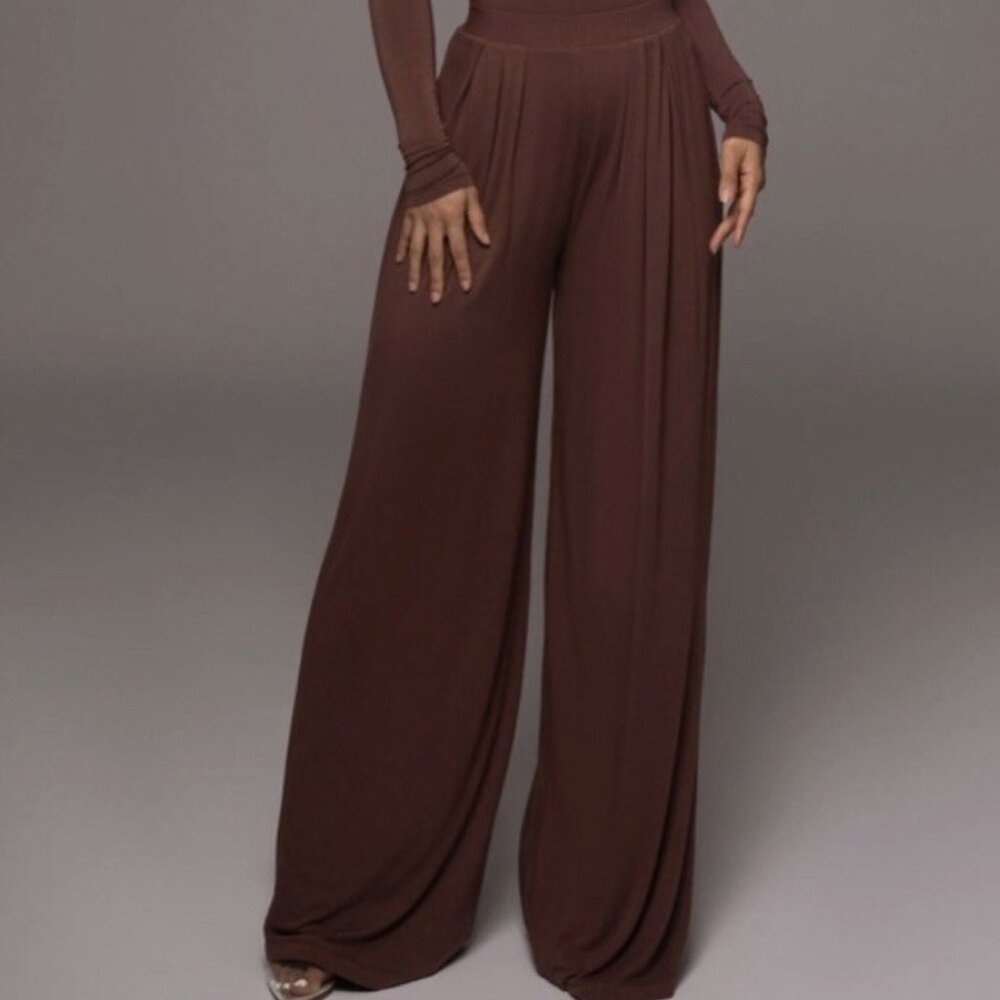 NWOT JLUXLABEL JLUXBASIX CHOCOLATE BROWN DEVYN WIDE LEG PANTS SOLD OUT, S